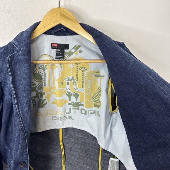 Diesel Men S Rua Da Utopia Mayolin Denim Jacket Blue Cafe Sports Jacket - Picture 6 of 8